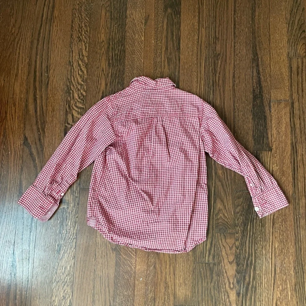 Gap kids boys red and white checkered button down shirt